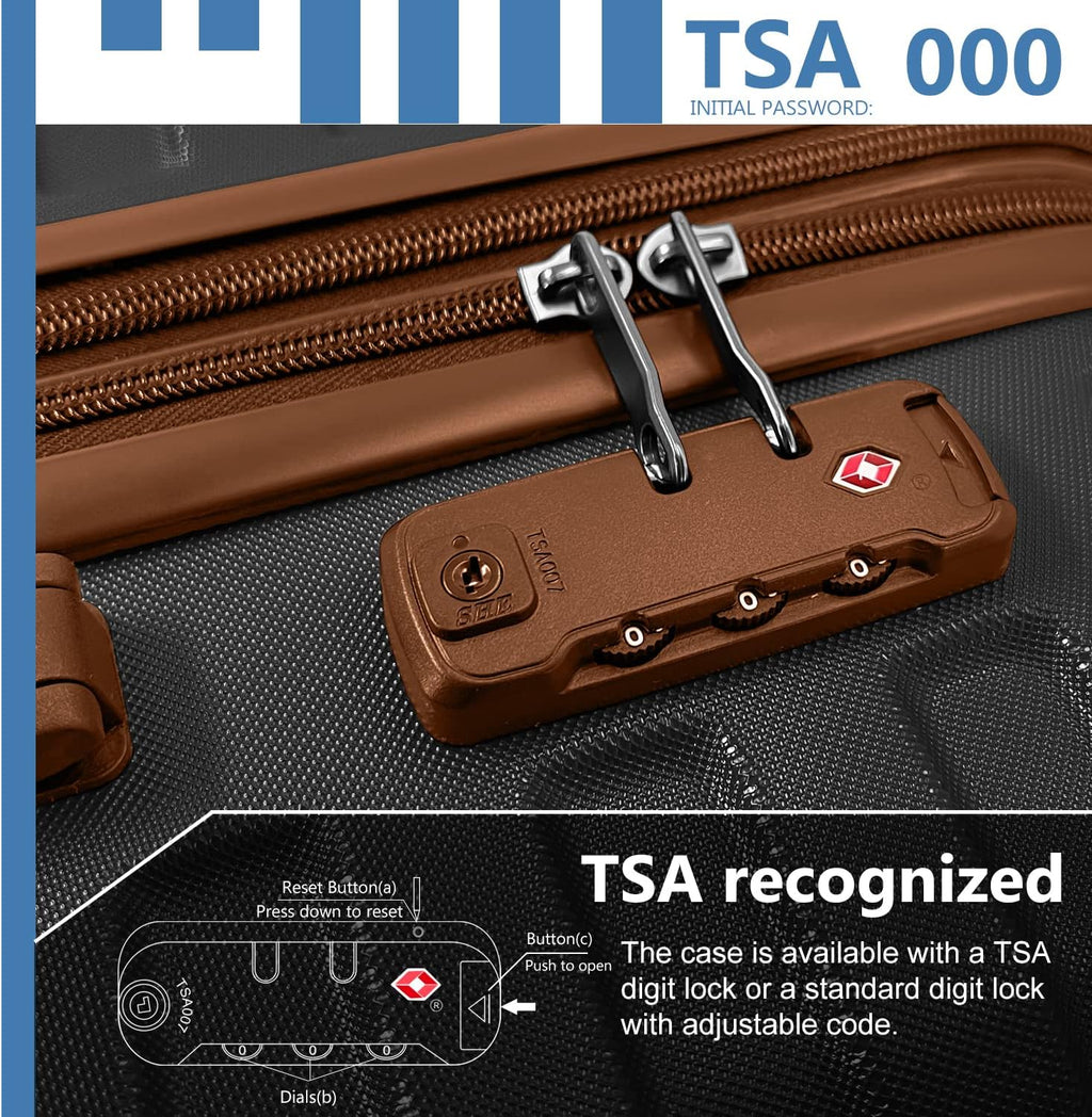 Luggage 6-piece hardshell expandable suitcase lightweight travel carry-on luggage set wourant