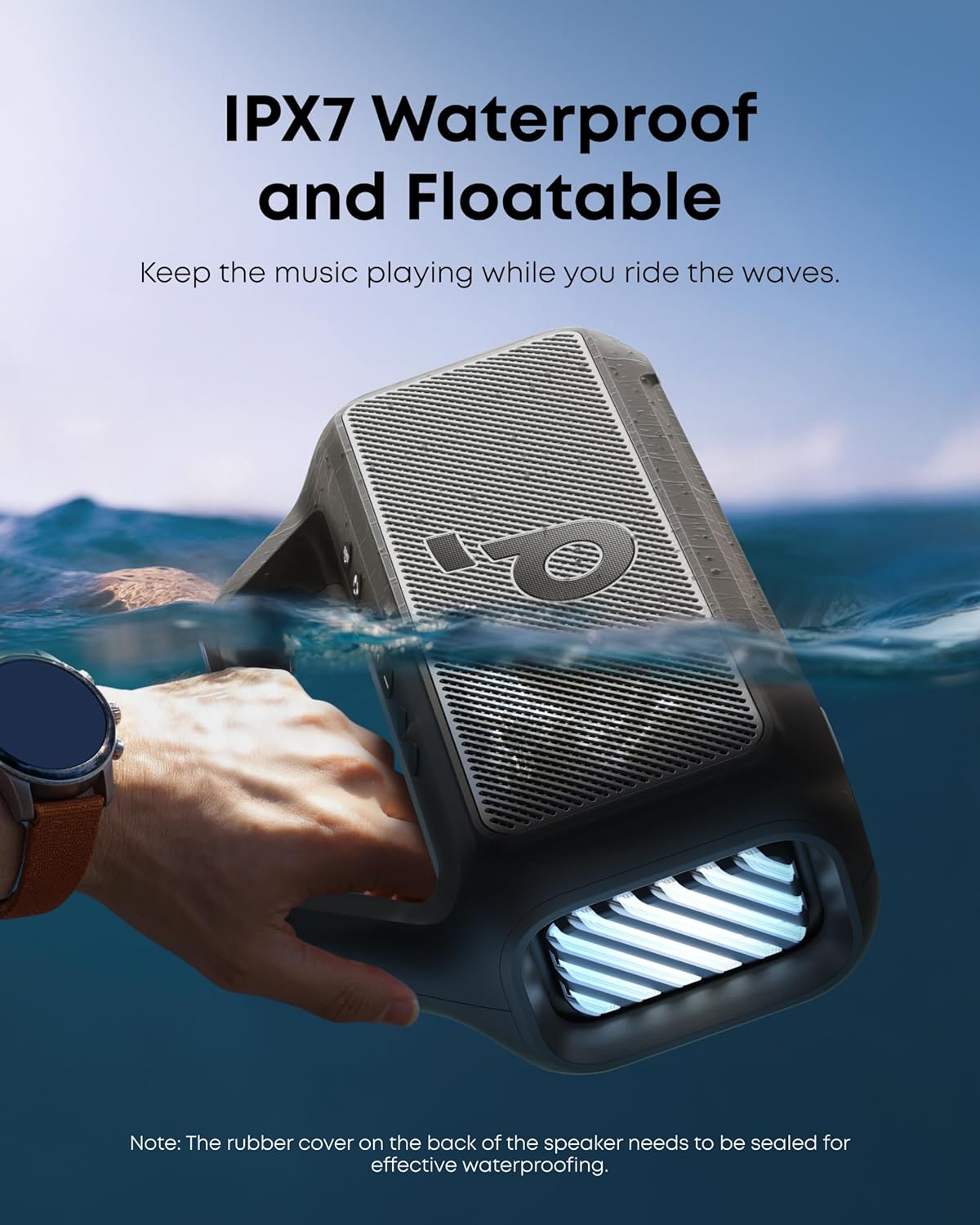Outdoor Speaker, 80W, Subwoofer, BassUp 2.0, 24H Playtime, IPX7 Waterproof, Floatable, RGB Lights, USB-C, Custom EQ, Bluetooth 5.3, Portable for Camping, Beach, and Backyard wourant