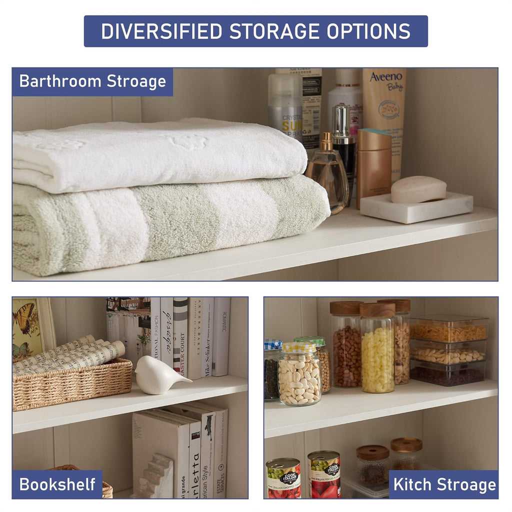 JXQTLINGMU Farmhouse Kitchen Pantry - 72" Tall Wood Kitchen Storage Cabinet with Adjustable Shelves and 2 Barn-Style Doors and Drawers wourant