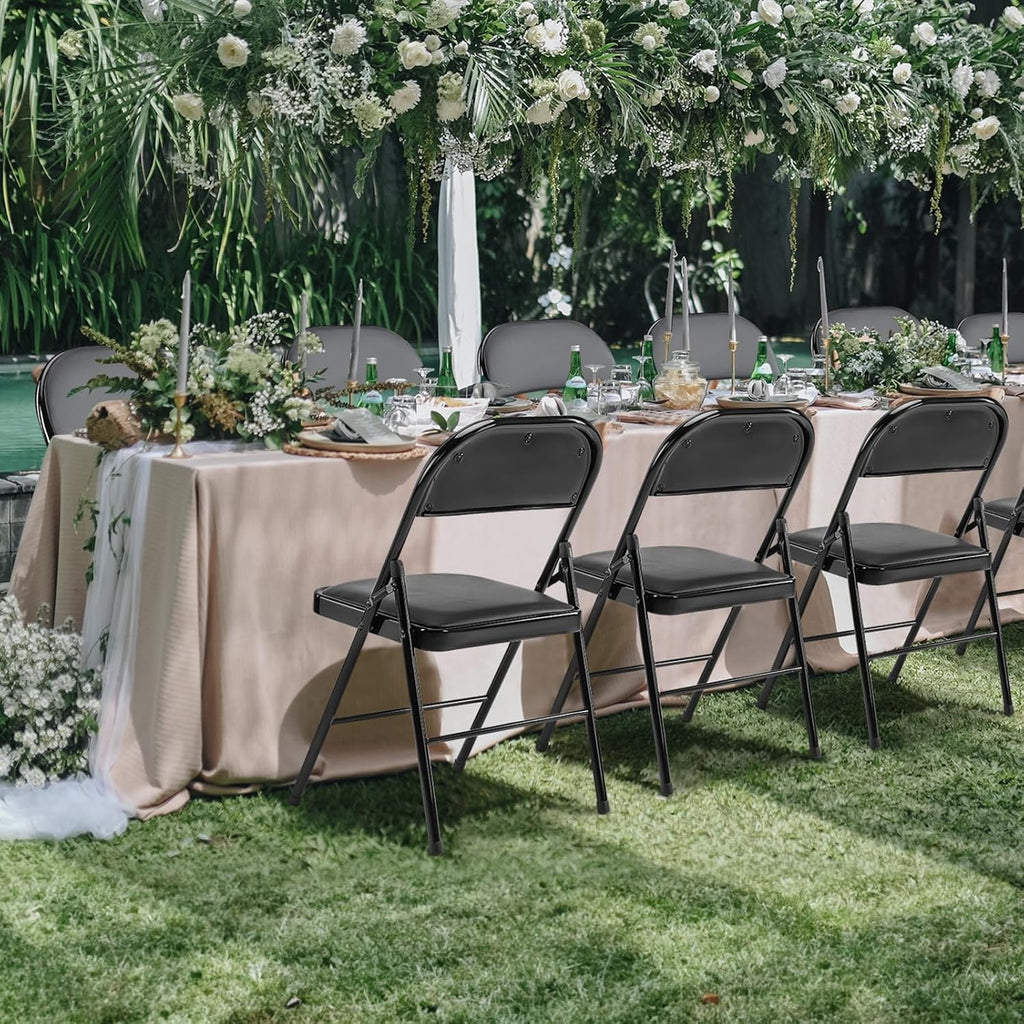 Sweetcrispy Folding Chair 12 Pack, Leather Padded Folding Chairs, Sturdy Metal Foldable Chairs wourant