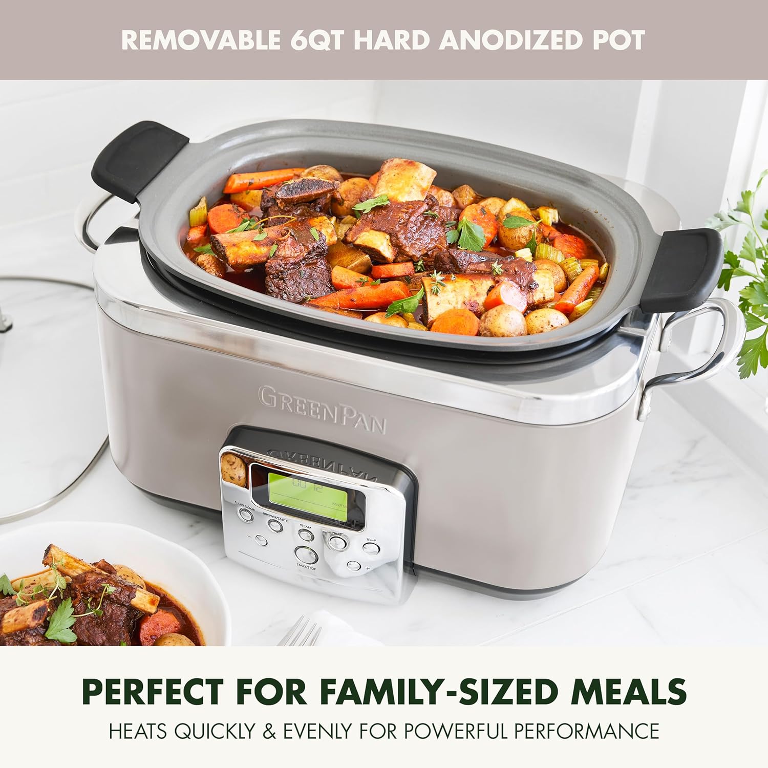 8-in-1 Programmable 6QT Electric Slow Cooker with Dishwasher-Safe Lid and Removable Base wourant