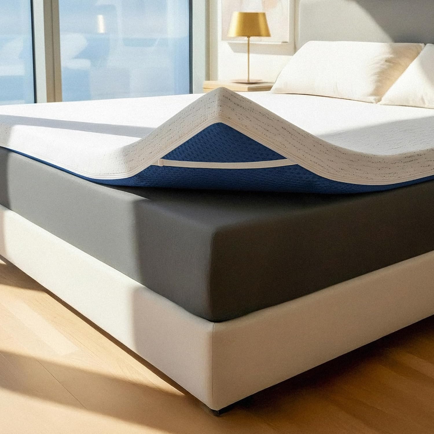 ViscoSoft 4 Inch Memory Foam Mattress Topper King - Select High Density Ventilated Mattress Pad - Premium Removable Rayon Cover woonhhop