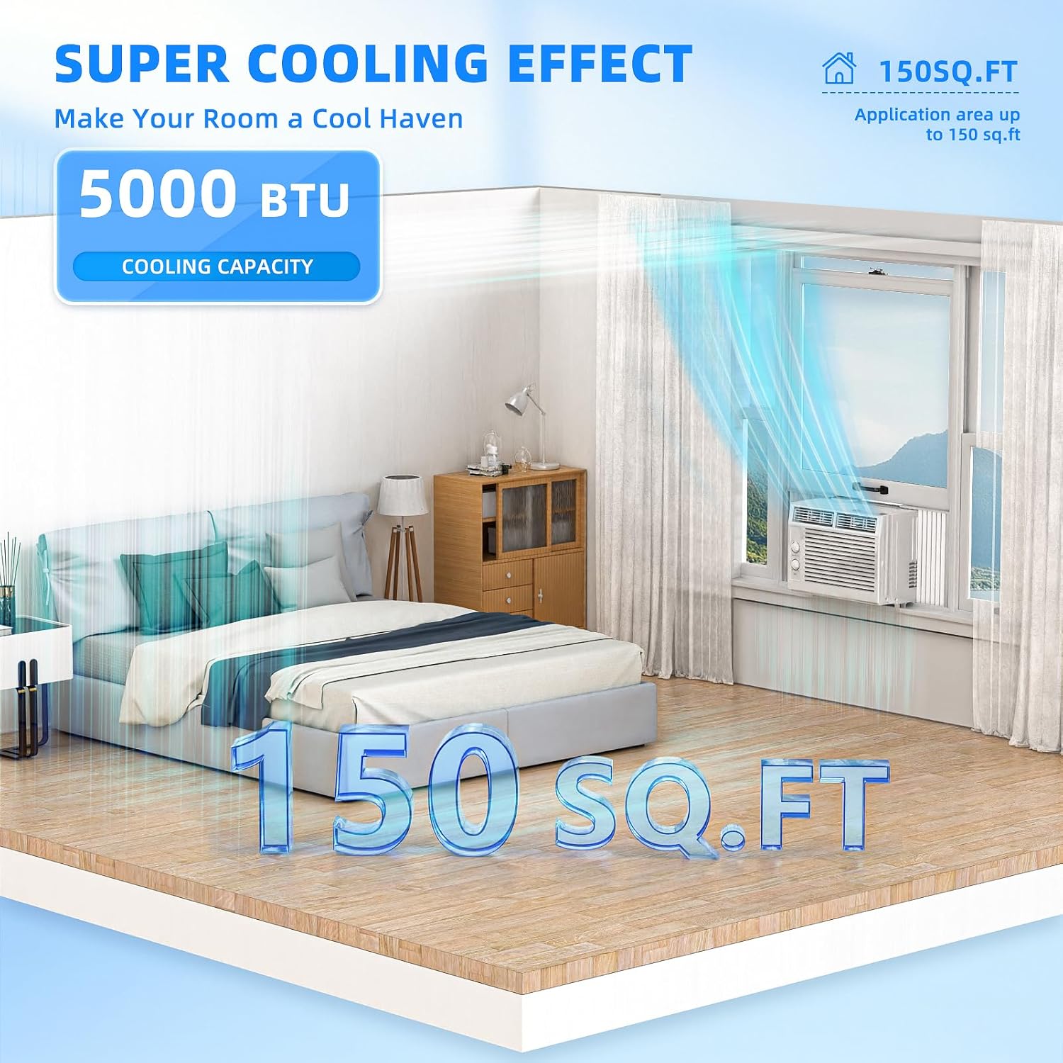 Antarctic Star 12,000 BTU U-Shaped Window Air Conditioner Unit Cools up to 550 Sq.Ft. with 6 Modes 24H Timer, Ultra Quiet Window AC Units wourant
