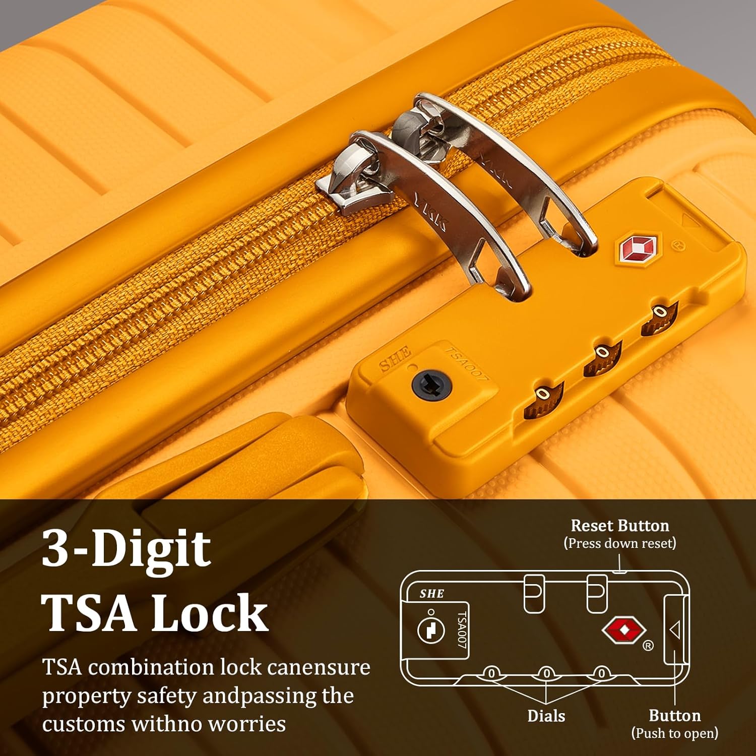 5-piece PP hardshell lightweight travel carry-on luggage set with dual spinner wheels and TSA lock wourant