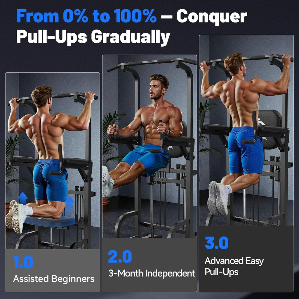 Sportsroyals Power Tower Pulp Up Bar Station, 450 lbs stable suspended immersion tilt station wourant