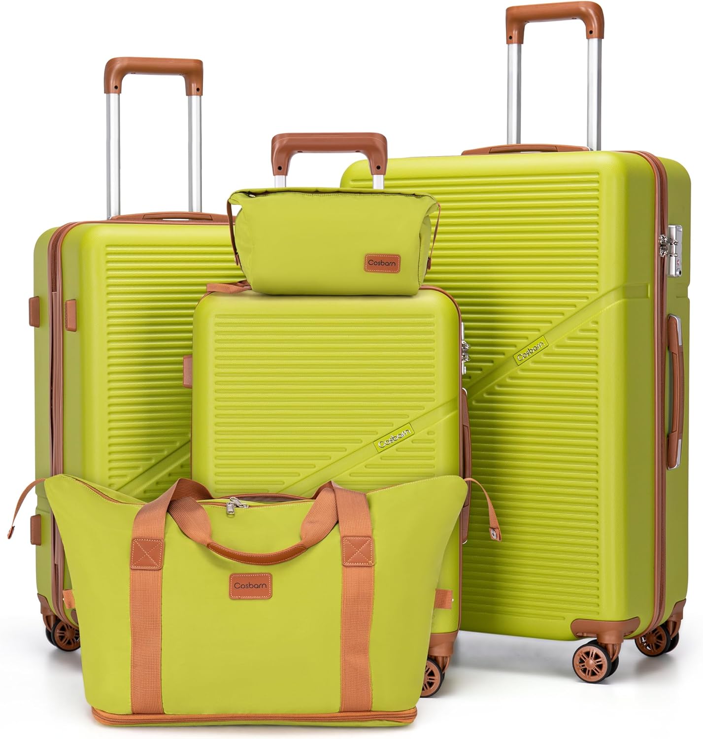 5-Piece Luggage Set with Spinner Wheels, Hard-Shell ABS Luggage Set with Tsa Lock, Lightweight Hard-Shell Waterproof Travel Case, Unisex, Gray wourant