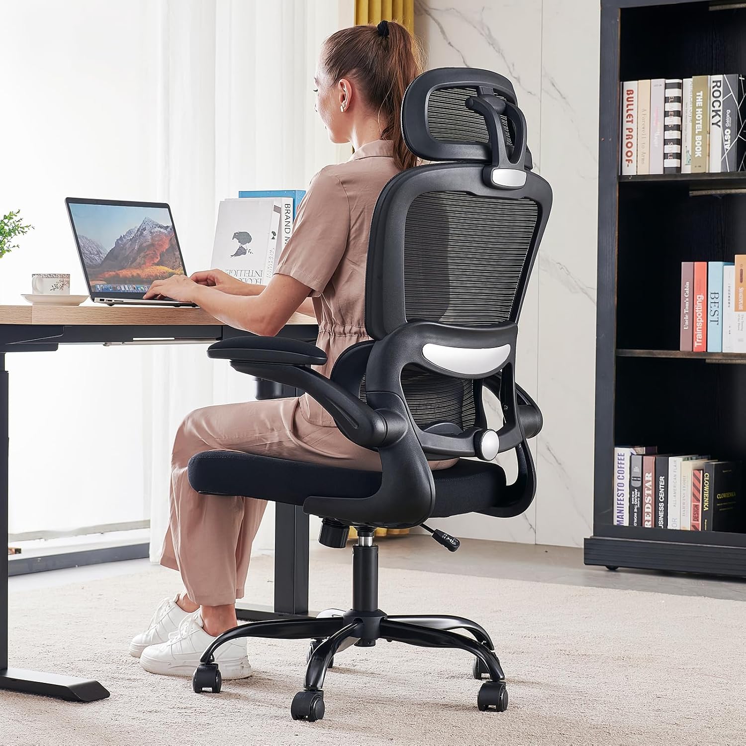 Office Chair Ergonomic Desk Chair, 330 lbs Home Mesh Desk Chair with Wheels, Comfortable Gaming Chair, High Back Office Chair wourant
