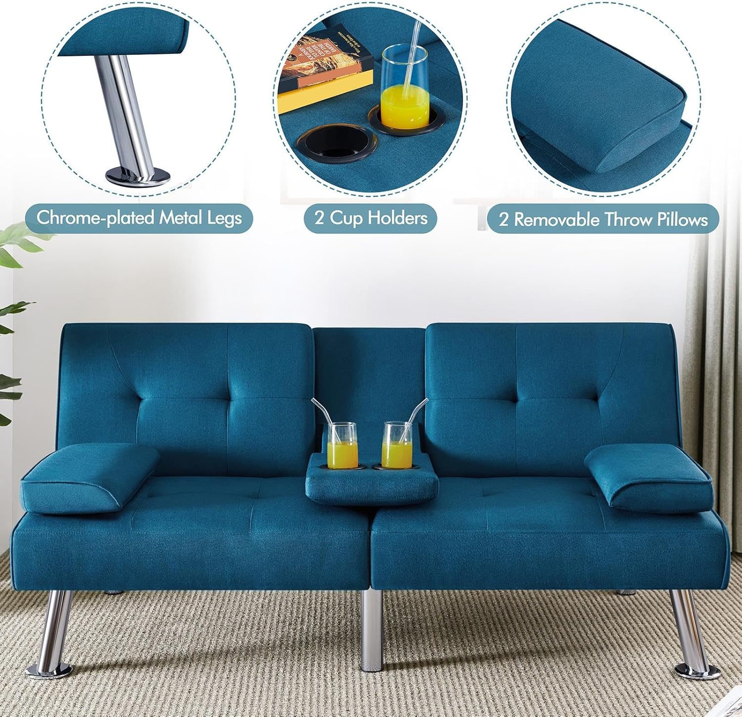 Convertible Sofa Bed Modern Imitation Leather Home Recliner Flip Double Sofa Folding Sofa Bed Guest Bed wourant