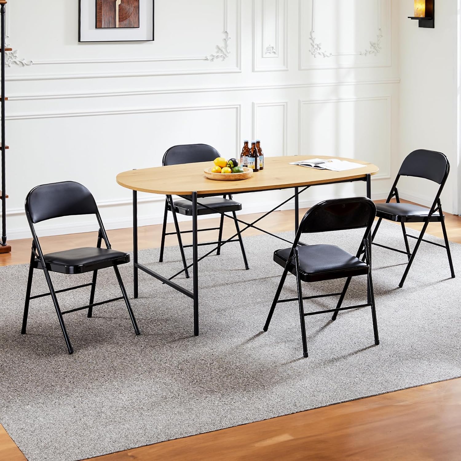 Sweetcrispy Folding Chair 12 Pack, Leather Padded Folding Chairs, Sturdy Metal Foldable Chairs wourant