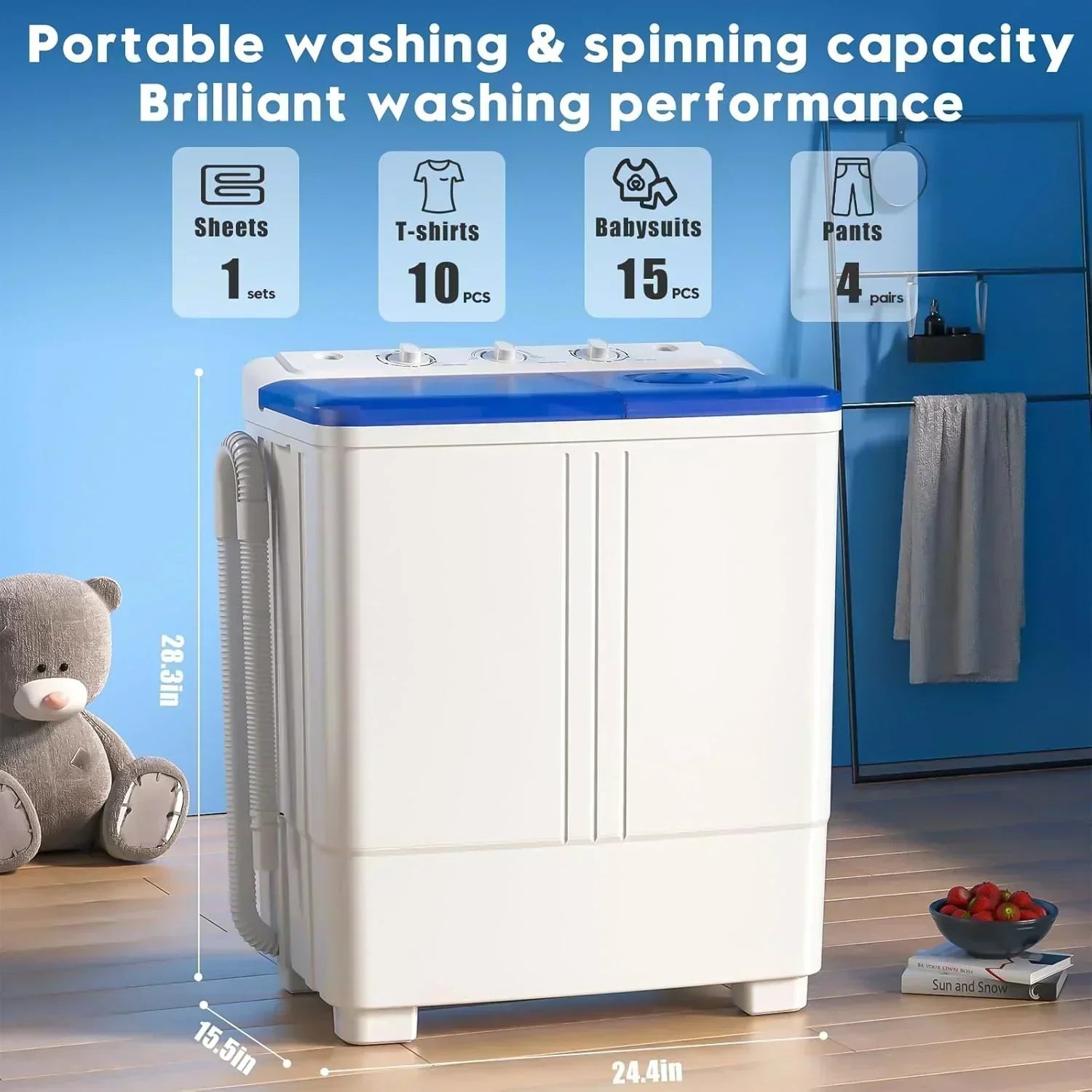 Auertech Portable Washing Machine 28lb Twin Tub Washing Machine Compact Washing Machine wourant