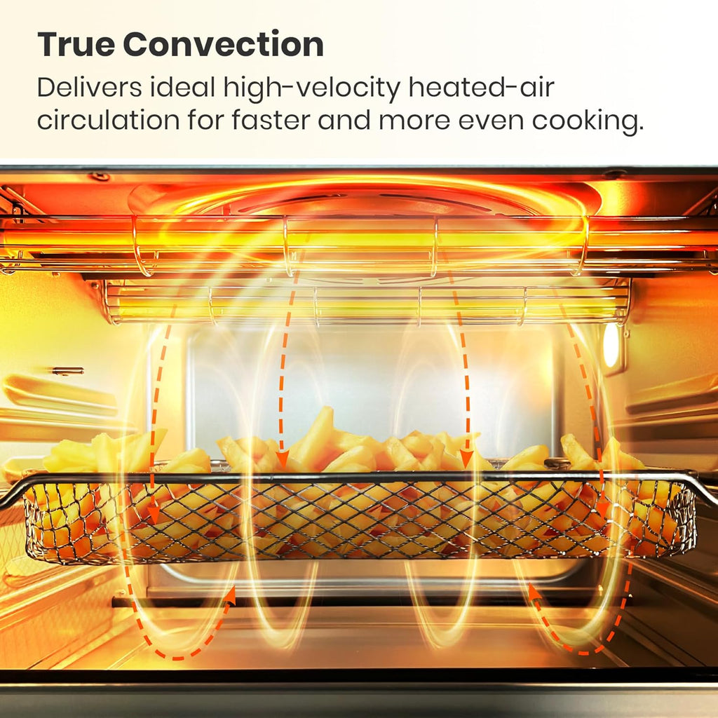 Infrared Heating Air Fryer Toaster Oven, Extra Large Countertop Convection Oven 10-in-1 Combo, 6-Slice Toast, Enamel Baking Pan Easy Clean with Recipe Book, Black Matte Stainless Steel wourant