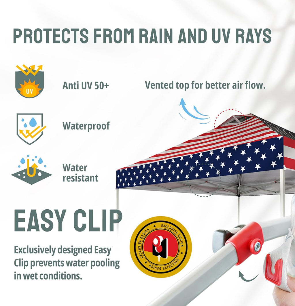 10x10 Pop-Up Awning - One-Click Installation Beach Tent - Outdoor Sunshade Silver Coated Top, 3 Heights and 4 Sand Pockets wourant