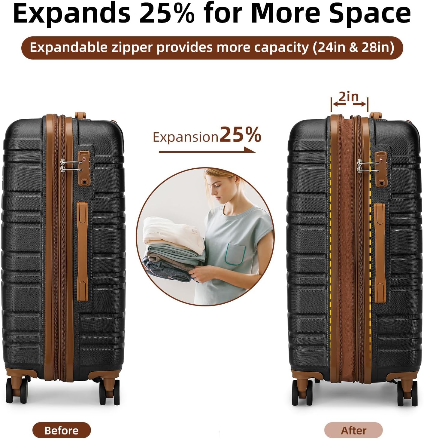6-piece luggage set, expandable hardshell suitcase set with spinner wheels, lightweight rolling luggage set wourant