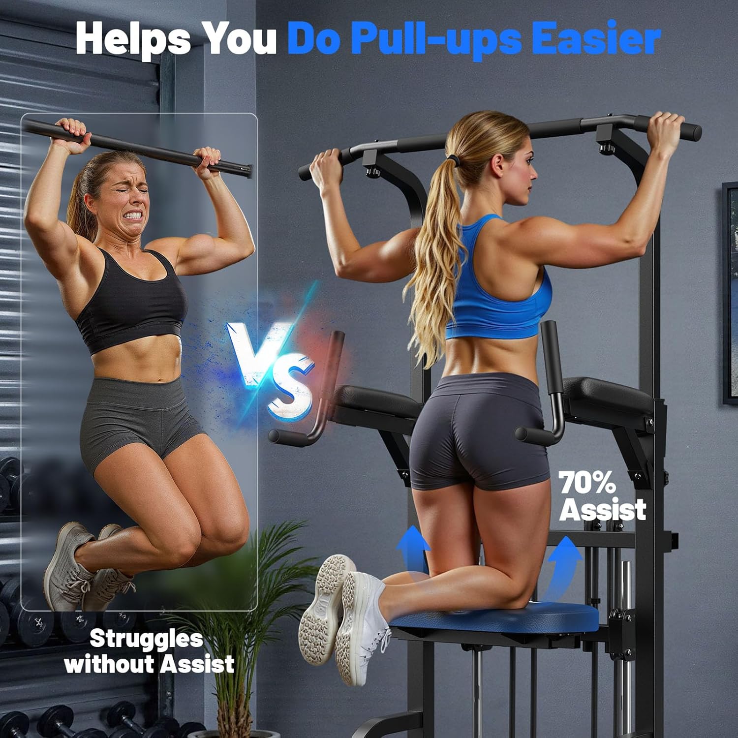 Sportsroyals Power Tower Pulp Up Bar Station, 450 lbs stable suspended immersion tilt station wourant