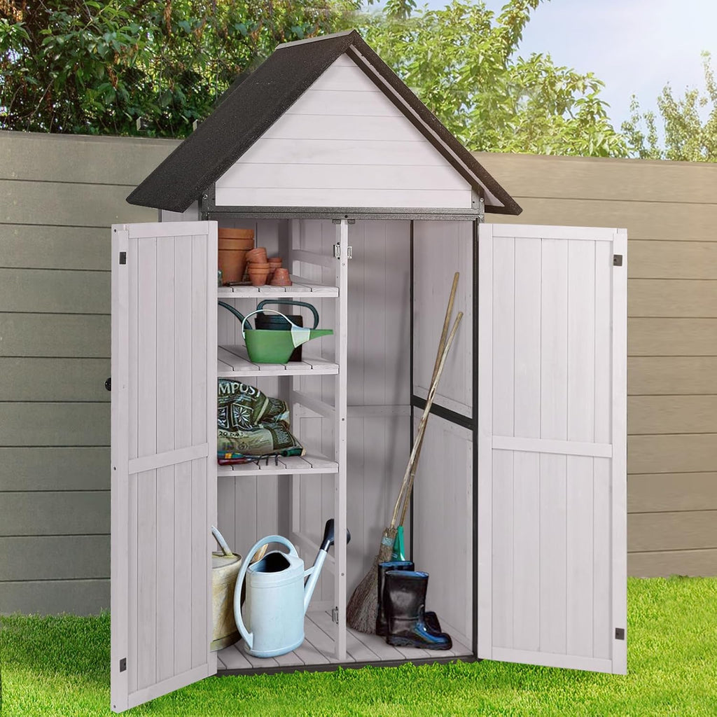 Sheds Outdoor Storage Garden Shed with Metal Frame Structure and Adjustable Shelves wourant