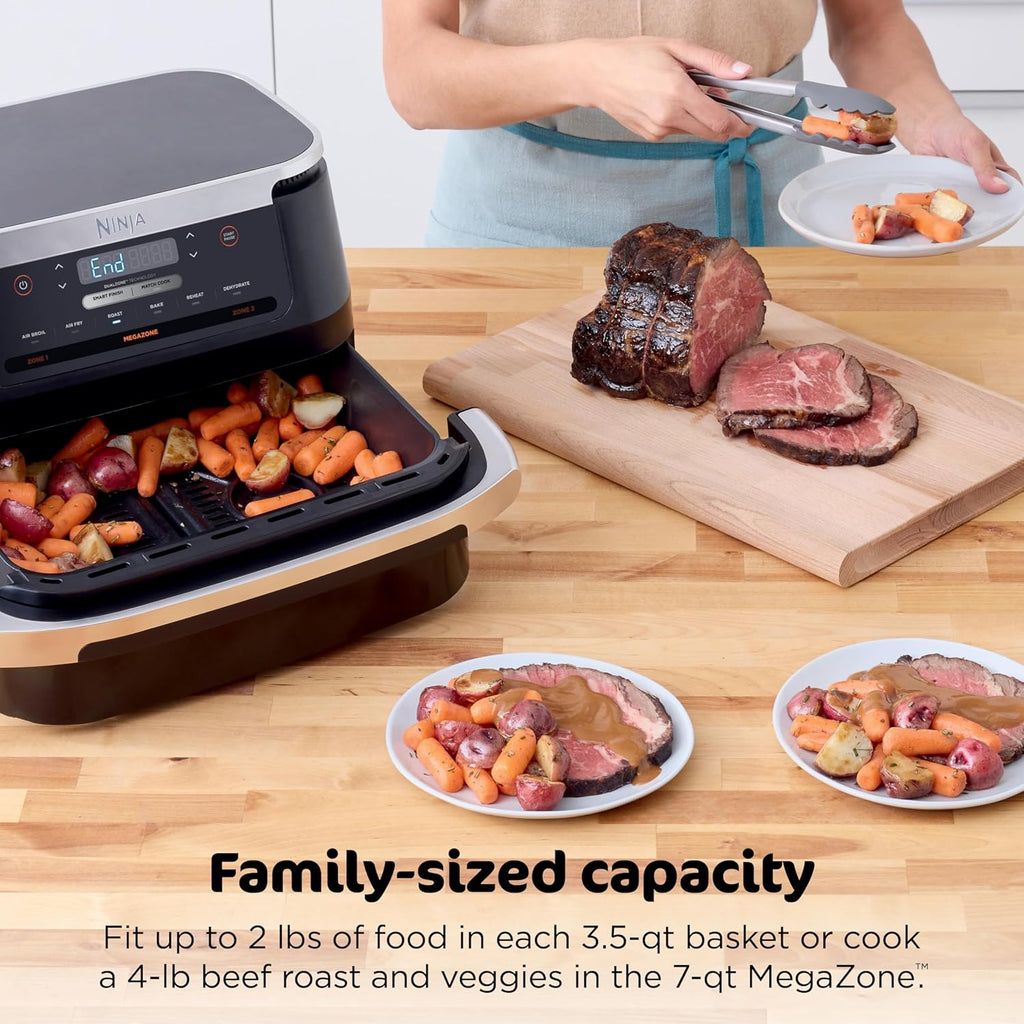 Ninja Foodi 10QT 6-in-1 DualZone Smart XL Air Fryer, 2 Independent 5QT Baskets, Smart Cook Thermometer, Match Cook, Smart Finish, Air Fry, Roast, Bake, Dehydrate, Reheat, Grey, DZ550 wourant
