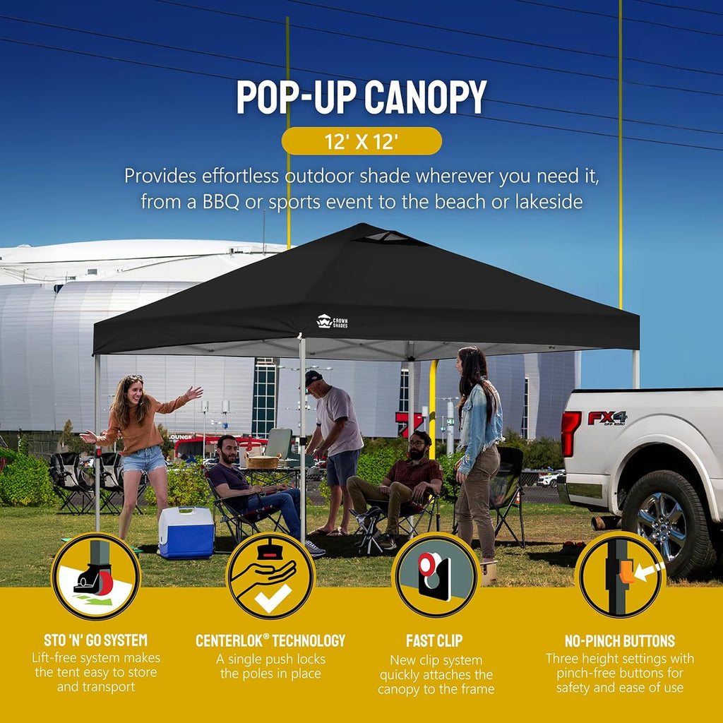10x10 Pop-Up Awning - One-Click Installation Beach Tent - Outdoor Sunshade Silver Coated Top, 3 Heights and 4 Sand Pockets wourant
