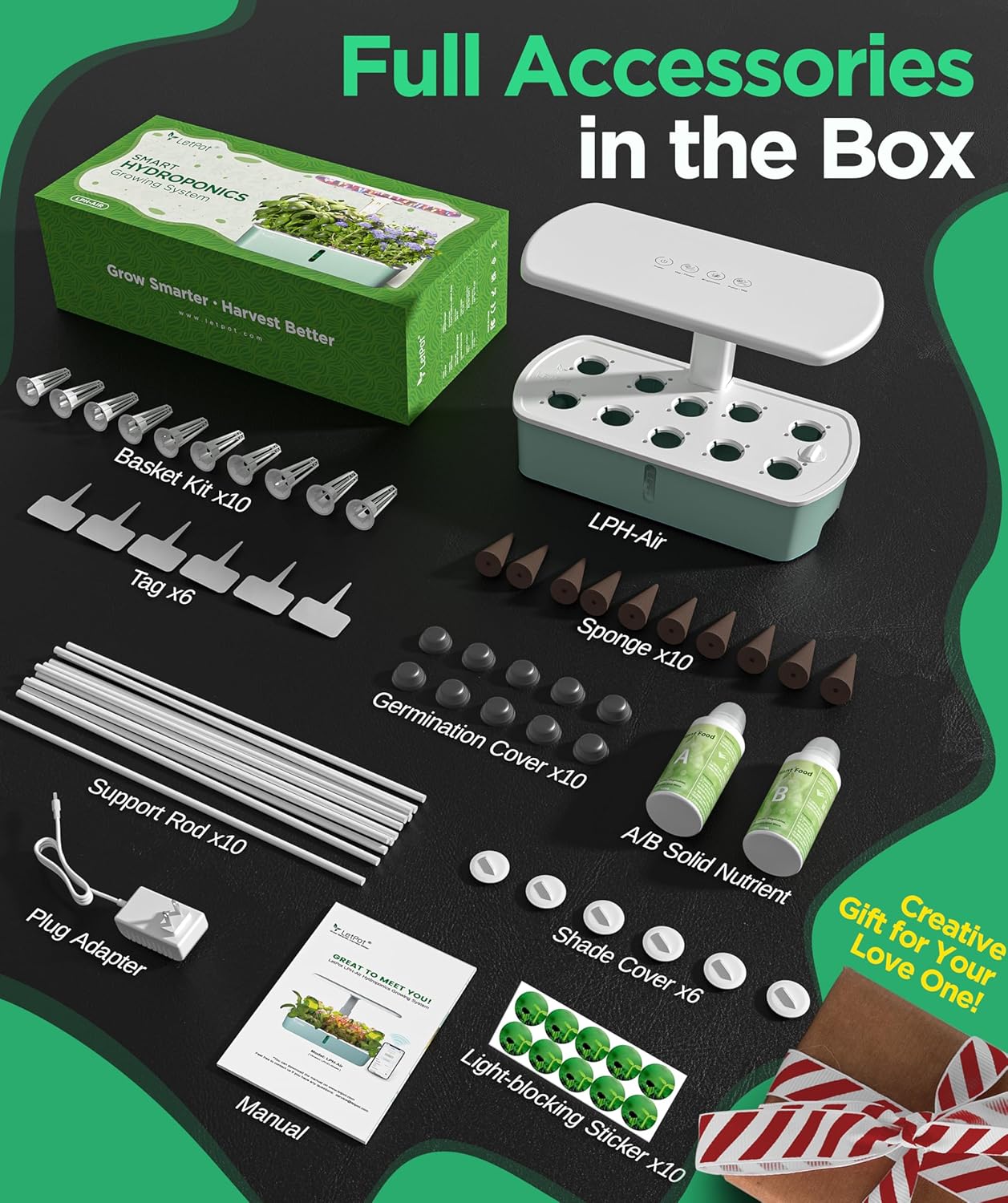Hydroponic Planting System Kit, App and WiFi Controlled Smart Indoor Garden with 24W Full Spectrum Grow Light wourant