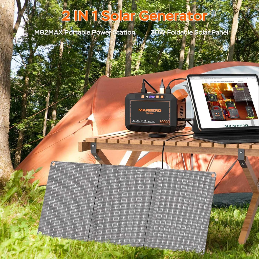 Portable Power Station 88Wh Camping Lithium Battery Solar Generator Fast Charging with AC Outlet 120W Peak Power Bank wourant