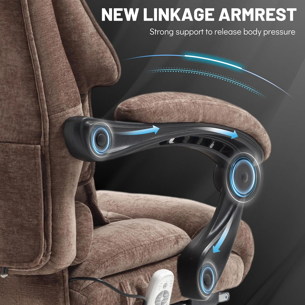 Massage Office Chair with Footrest, Large and Tall Leather Office Chair 500 lbs wourant