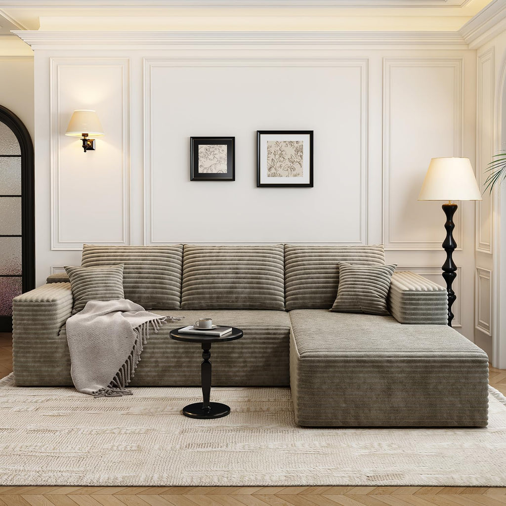 107.5 inch Cloud Modular Sectional Sofa with L-Shaped Chaise Lounge, Modern Minimalist Upholstered Sofa Deep Seating Corner Sofa wourant