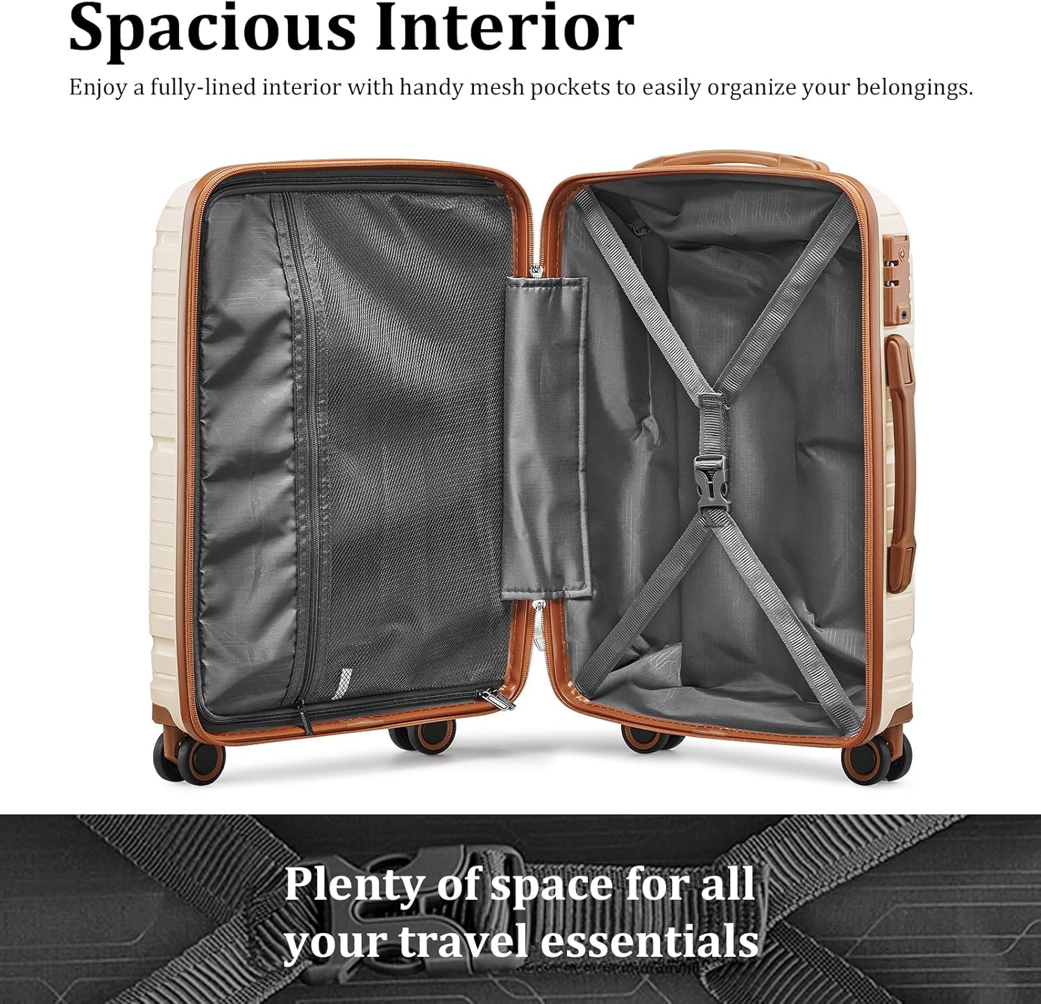 5-piece PP hardshell lightweight travel carry-on luggage set with dual spinner wheels and TSA lock wourant
