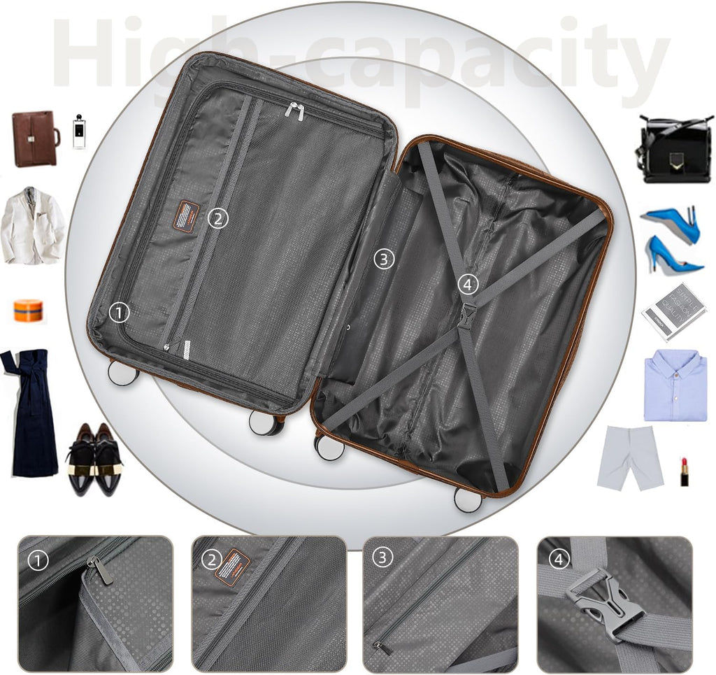 Luggage 6-piece hardshell expandable suitcase lightweight travel carry-on luggage set wourant