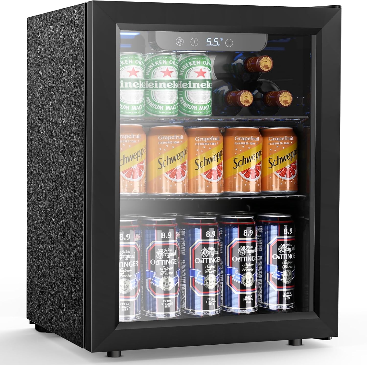 Mini Fridge 130 Can Beverage Refrigerator Cooler, 3.2 Cu.Ft Drink Fridge for Soda Wine Beer, Adjustable Temperature Control for Home Office, Black wourant