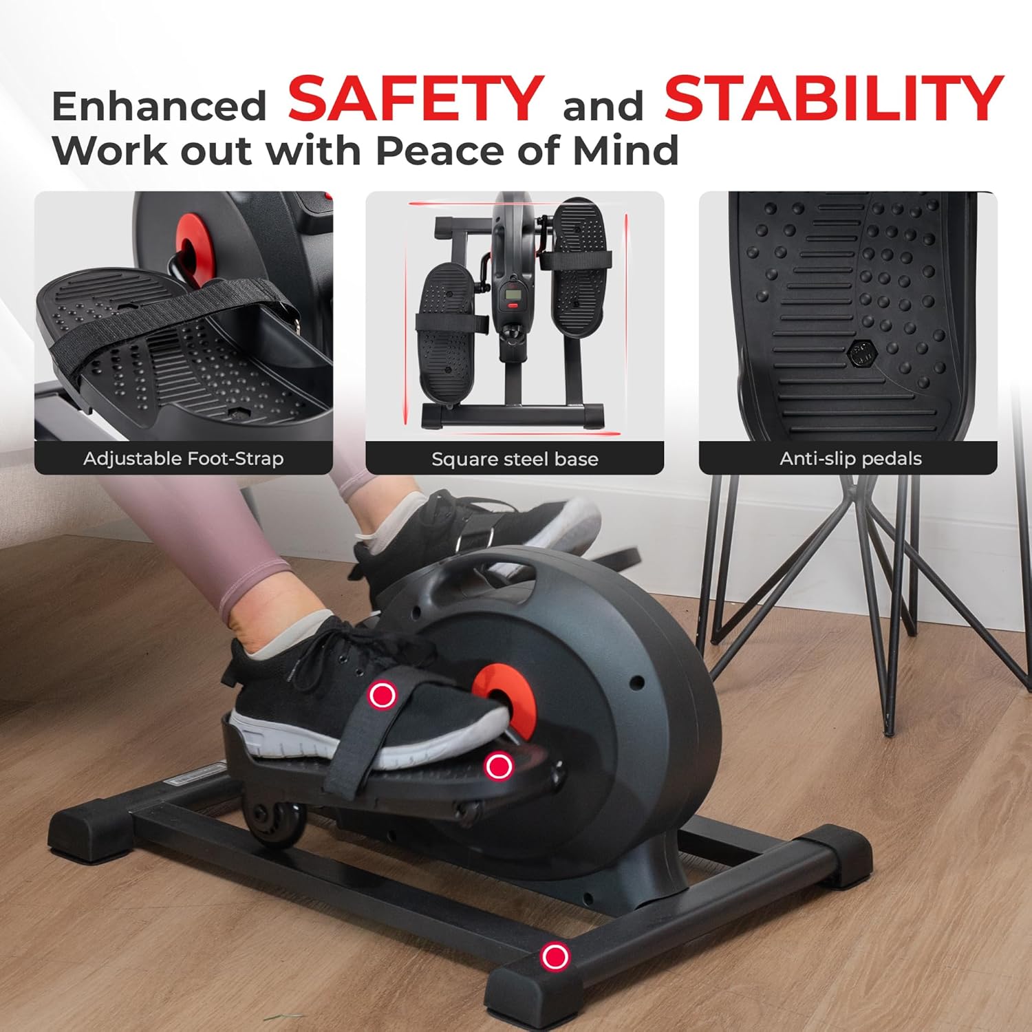 Sunny Health & Fitness Smart Mini Elliptical Trainer Indoor Under-Desk Pedal Exerciser for Seniors wourant