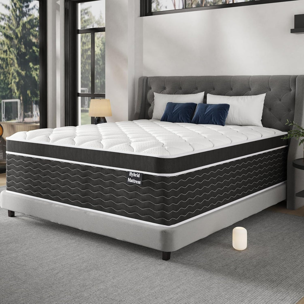 Full Size Mattress, 10 inch Full Bed Mattress in a Box, Medium Plush Hybrid Mattresses with Gel Memory Foam and Pocket Springs, Pressure Relief & Upgraded Support, Cooling and Breathable wourant