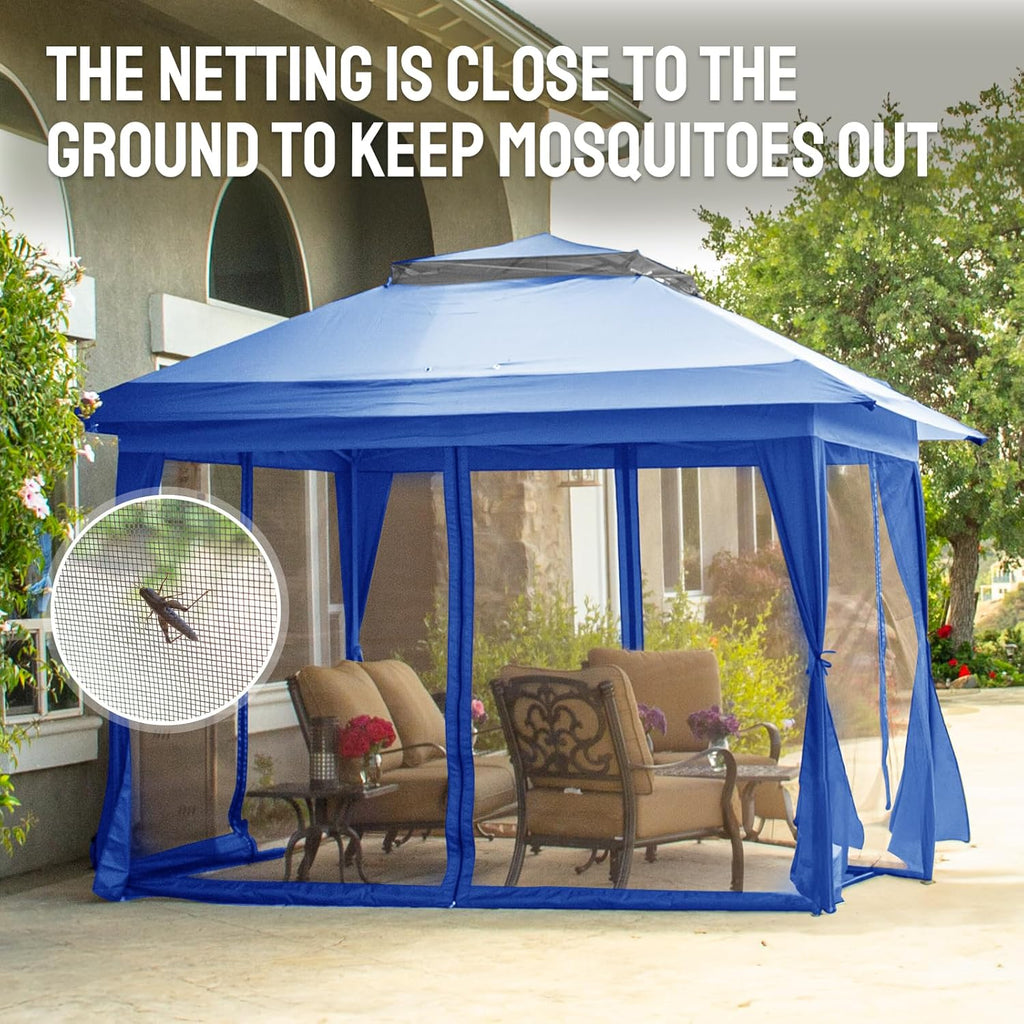 CROWN SHADES 13x13 Pop Up Gazebo, Canopy Tent, Gazebos on Clearance - Outdoor Gazebo for Backyard & Patio Furniture - Carpa Pop Up Tent with Wheeled STO-N-Go Cover Bag (White) wourant