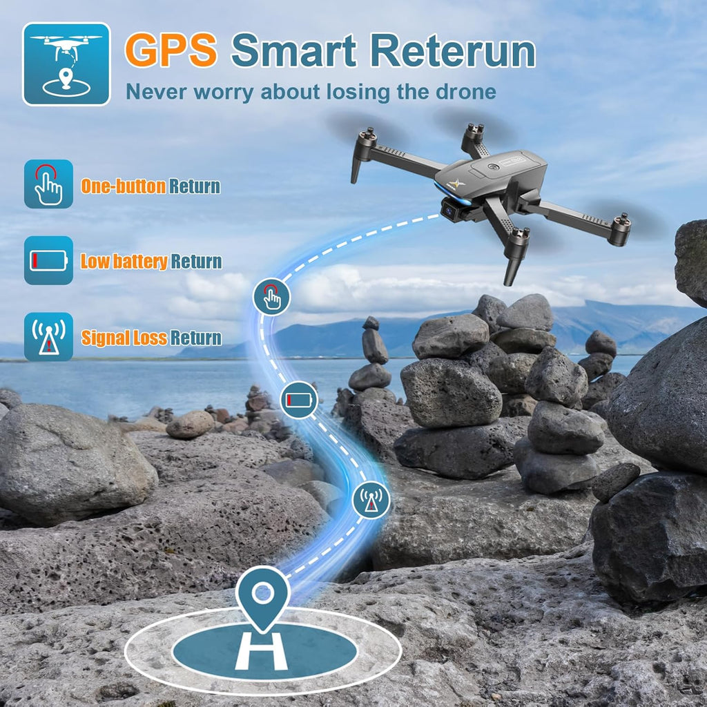 GPS Drones with Camera for Adults 4K, Brushless Motor FPV RC Quadcopter with Auto Return, Follow Me, Headless Mode, 50 Mins Long Flight, Lightweight and Foldable Drone for Beginner wourant