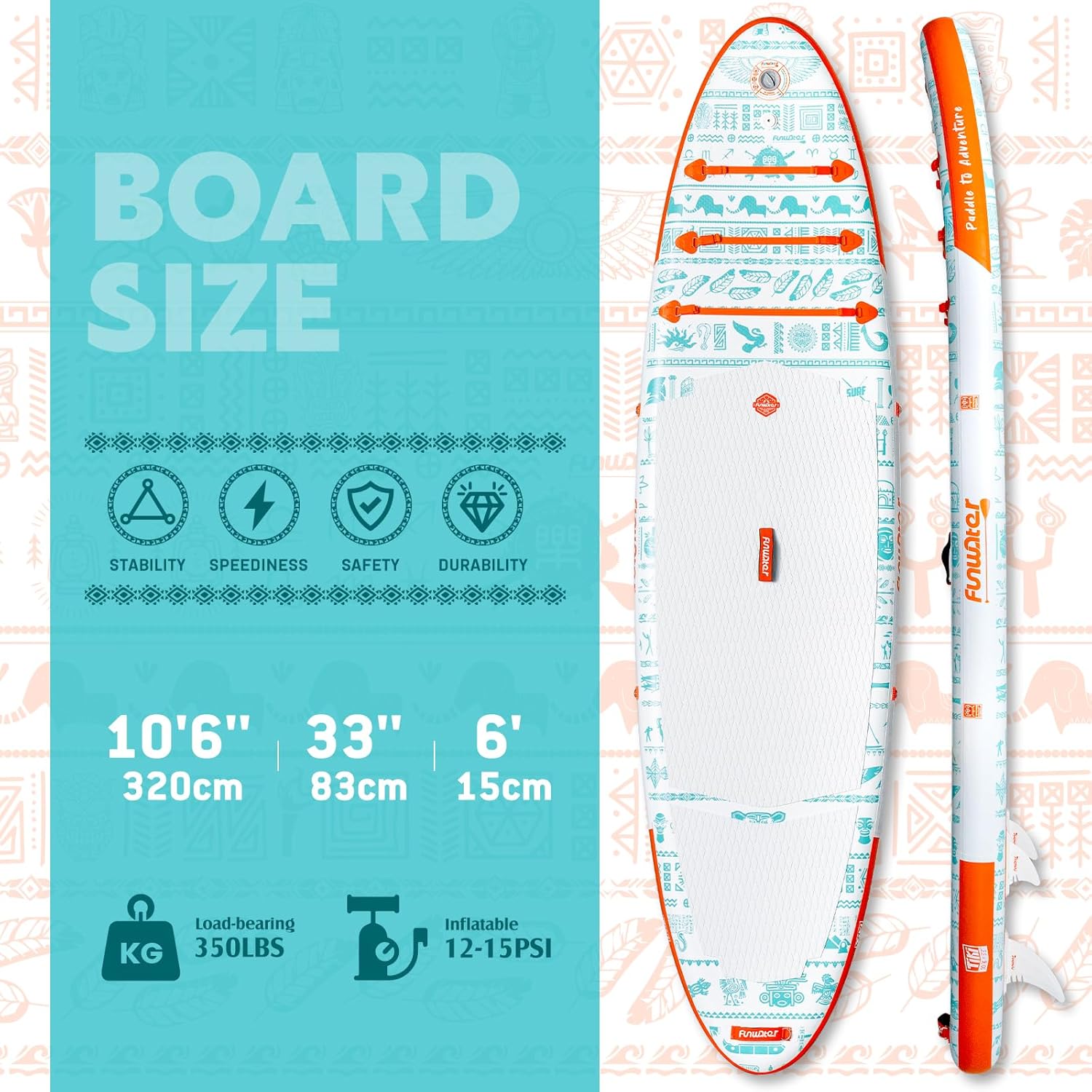 FunWater Inflatable Stand Up Paddle Board with Premium SUP Paddle Accessories, Non-Slip EVA Deck, 11'/10'6' Paddle wourant