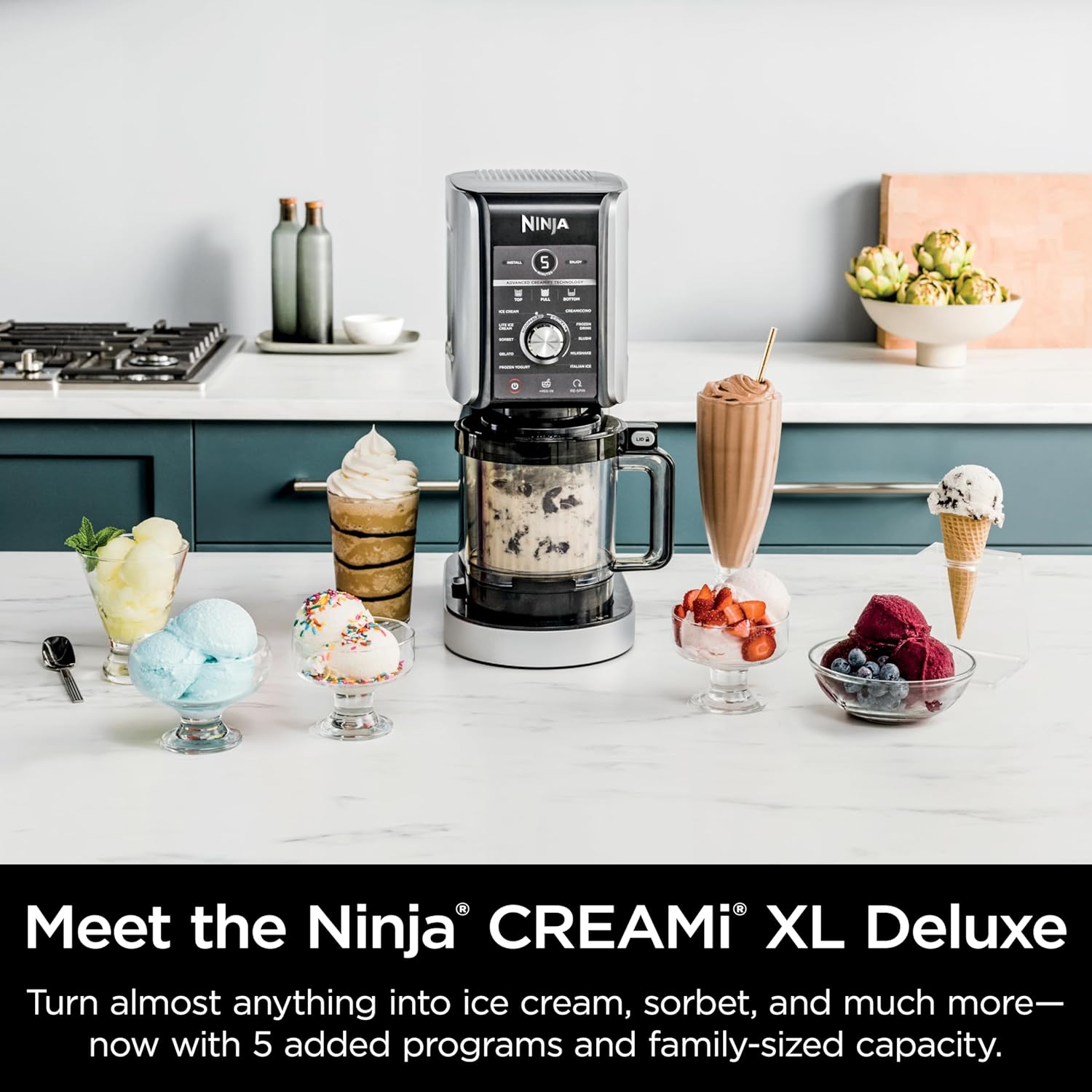 Ninja NC301 CREAMi Ice Cream Maker, for Gelato, Mix-ins, Milkshakes, Sorbet, Smoothie Bowls & More, 7 One-Touch Programs, with (2) Pint Containers & Lids, Compact Size, Perfect for Kids, Silver wourant