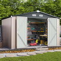 Aoxun 10 x 12FT Outdoor Storage Shed with Double Hinged Large Door Utility Garden Shed wourant