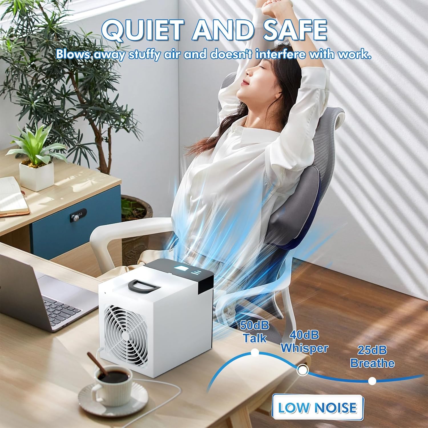 Portable Air Conditioners Fan, Anti-leakage Water Mini Air Cooler with 3 Speeds, Personal Ice Air Conditioner for Room Desk Office Home Tent(White06) wourant