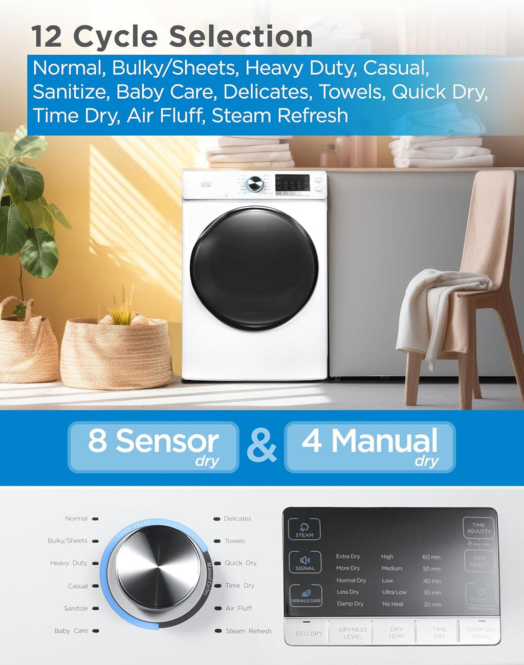 Compact Clothes Dryer, 1.5 Cu. Ft. 850W Electric Dryer, 120V Vented Portable Dryer with Stainless Steel Drum, for 5.5 lbs. of clothing for Standard Wall Outlet wourant