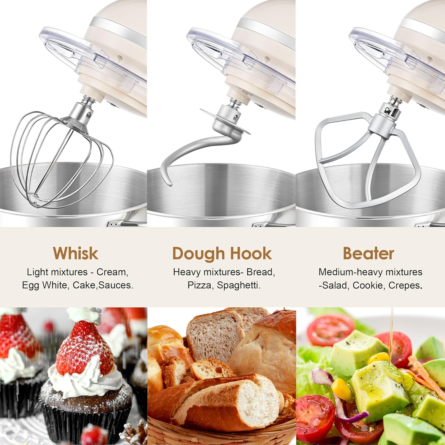 Aucma Stand Mixer,6.5-QT 660W 6-Speed Tilt-Head Food Mixer, Kitchen Electric Mixer with Dough Hook wourant