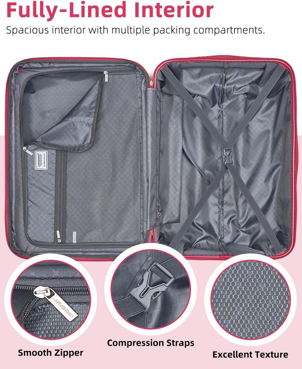 6-piece luggage set, expandable hardshell suitcase set with spinner wheels, lightweight rolling luggage set wourant