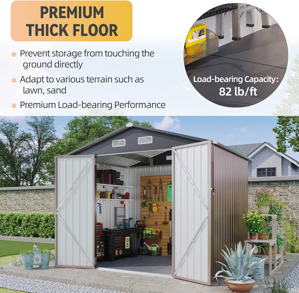 Aoxun 6.2x4 FT Shed Outdoor Storage Shed Metal Garden Shed Slooping Roof Tool Shed Bike Shed wourant
