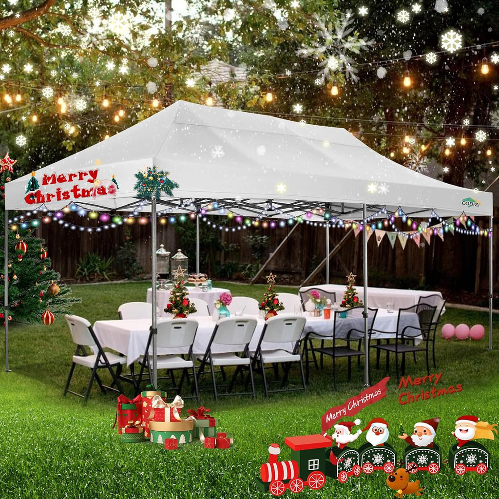 COBIZI 10x20 Heavy Duty Pop up Canopy Tent with 6 sidewalls Easy Up Commercial Outdoor Canopy Wedding Party Tents for Parties All Season Wind & Waterproof Gazebo with Roller Bag,Black(Frame Thickened) wourant