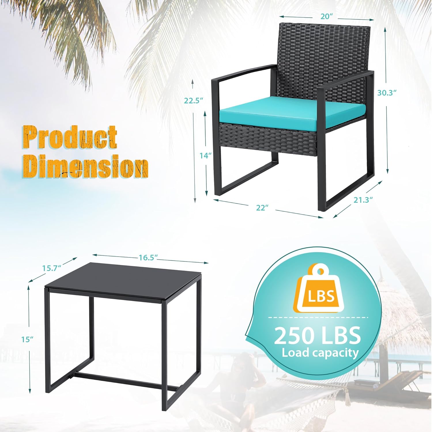 Flamaker 3 Pieces Patio Set Outdoor Wicker Furniture Sets Modern Rattan Chair Conversation Sets with Coffee Table for Yard and Bistro (Black) wourant