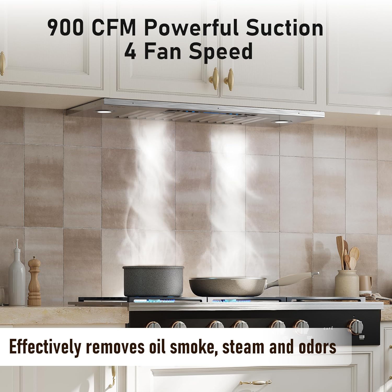 IKTCH 30" Built-in/Plug-in Range Hood 900 CFM, Ducted/Ductless Convertible Ducted, Stainless Steel Kitchen Range Hood wourant