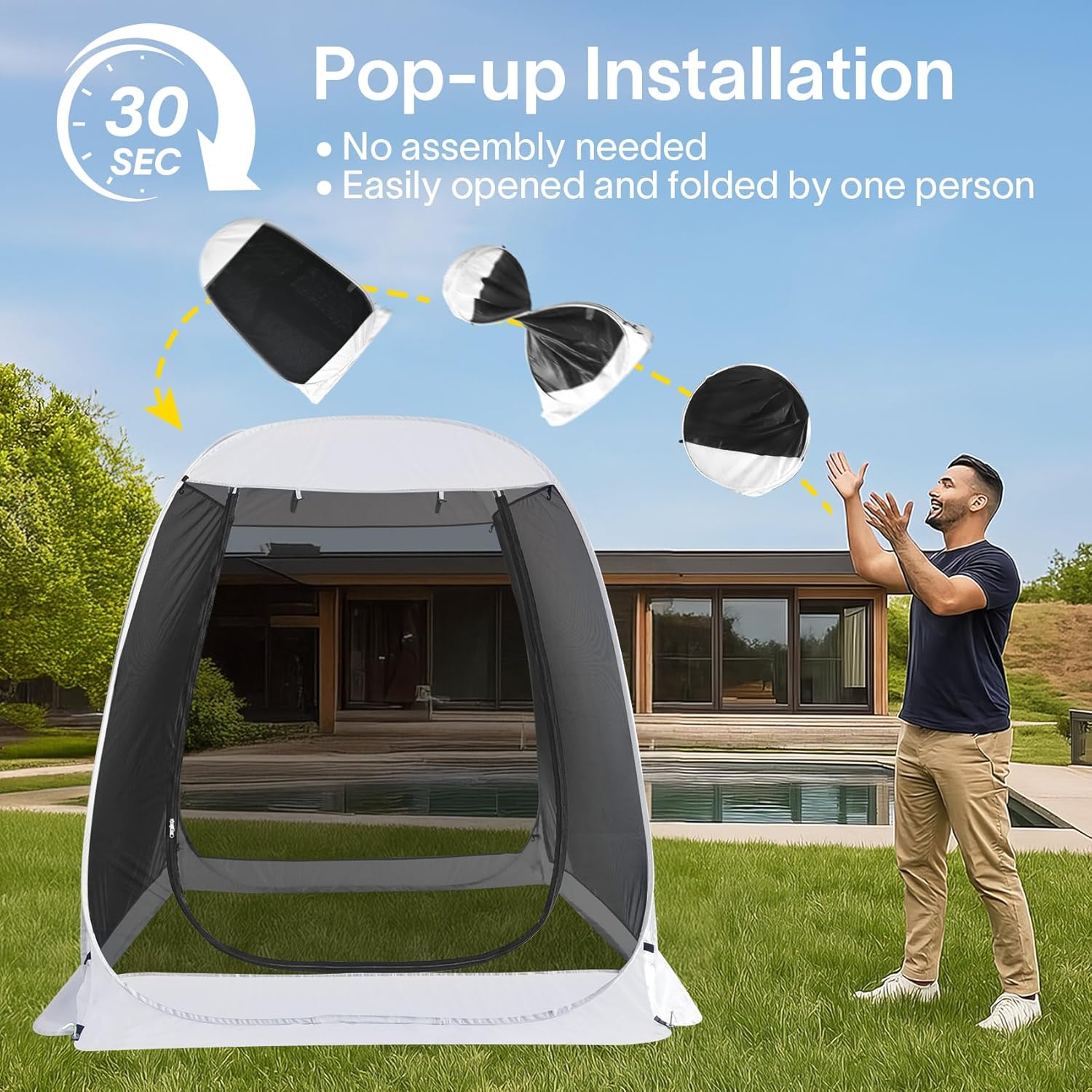 Screen gazebo, sleeps 6-10-15 people Igloo-style canopy tent with mosquito net on the sides Perfect for garden, patio, backyard wourant