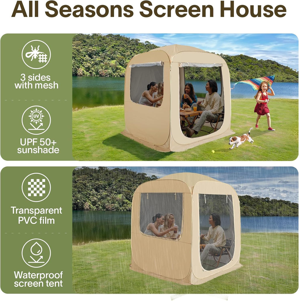 Alvantor Screen House Gazebo, 6-10-15 Person Pop Up Igloo Screened Canopy Tent with Mosquito Netting Sides, Instant UV Resistant Sun Shelter for Garden, Patio, Backyard wourant