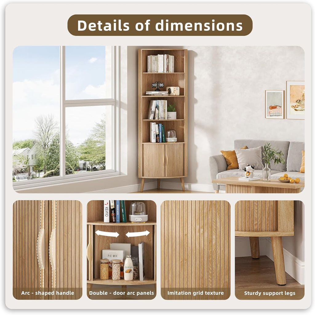 Corner Cabinet, 66.73'' Tall Modern Corner Bathroom Storage Cabinet wourant
