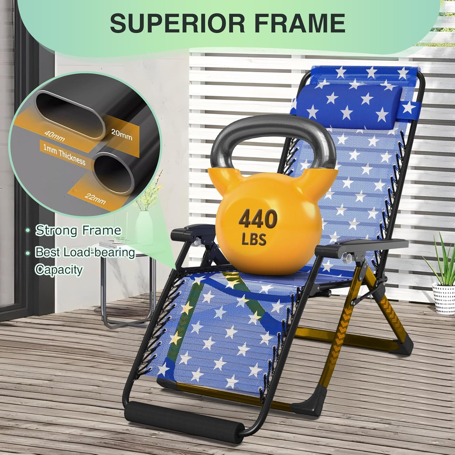 Indoor and outdoor patio chair folding lounge chair zero gravity chair with removable cushion camping lounge chair wourant