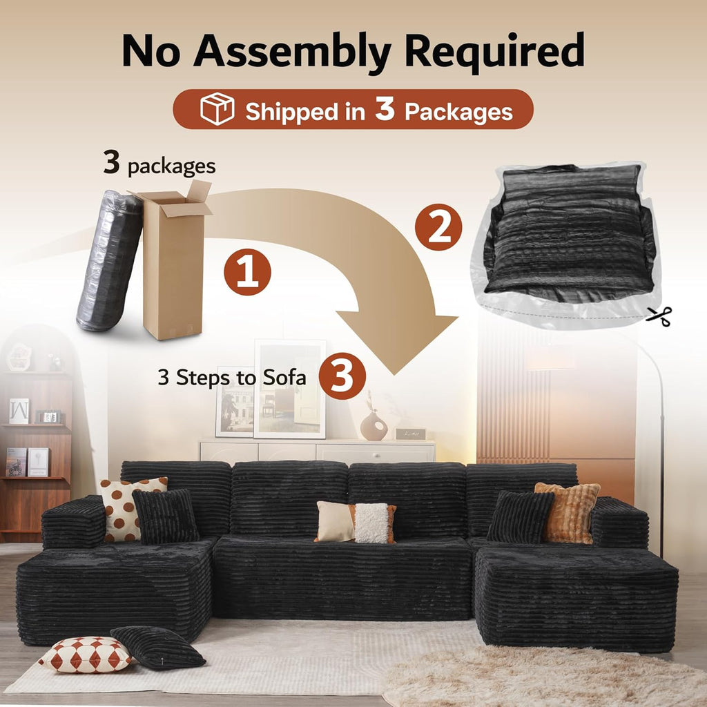 Ovios 104" Cloud Section Sofa L-shaped lounge chair, modern modular sofa wourant