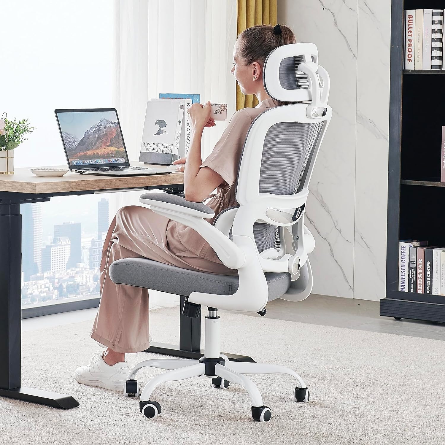 Office Chair Ergonomic Desk Chair, 330 lbs Home Mesh Desk Chair with Wheels, Comfortable Gaming Chair, High Back Office Chair wourant