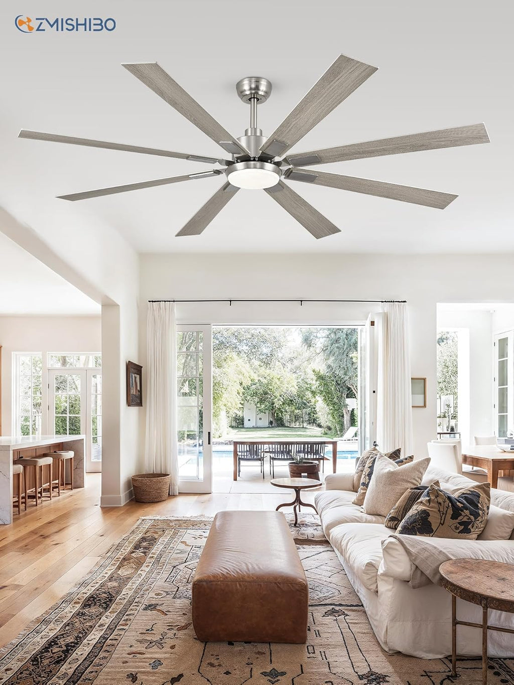 ZMISHIBO 72 inch Large Ceiling Fans with Lights and Remote, Indoor/Outdoor Black Modern Ceiling Fan for Kitchen Living Room Patio, 6 Speed Reversible Quiet DC Motor, 3 CCT, Dual Finish 8 Blades wourant